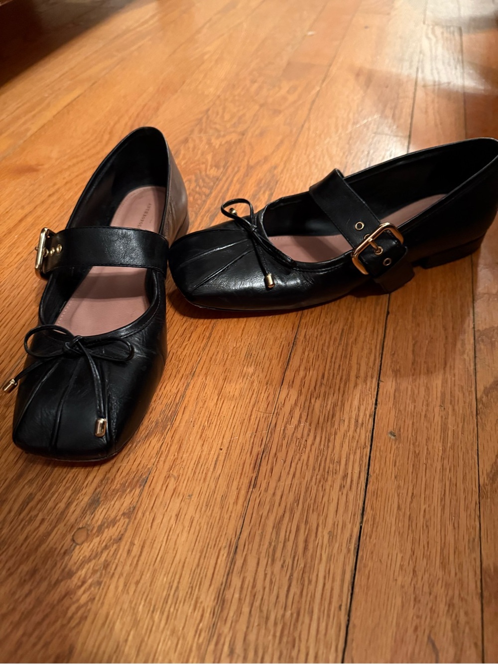 Anthropologie Black Mary Jane Ballet Flats with Buckle and Bow